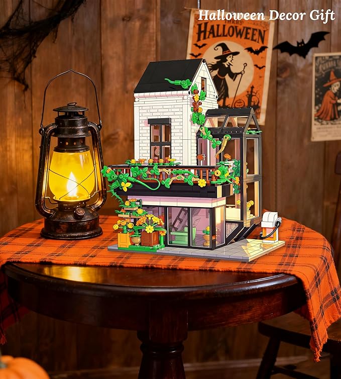 Garden Villa House Building Set, Flower House Building Set, Greenhouse Modular Building Block Kit Home Decor Gift for Adults