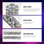 Sanwuta Fake Microphone Prop Sparkly Bling Rhinestones Plastic Play Microphone Pretend Glitter Bedazzled Mic for Cosplay Party Costume(Leopard)