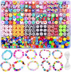 1000PCS Polymer Clay Beads Bracelet Making kit, 24 Style Cute Fun Sports Ball Beads Baseball Basketball Soccer Rugby Volleyball Football Charms, DIY Bracelet Making kit