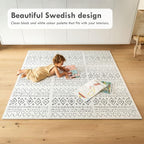 Lillefolk Baby Play Mat for Floor – 6x6ft Boho | Soft Non Toxic Premium EVA Foam Tiles for Tummy Time, Crawling & Playroom – Waterproof Interlocking Floor Mat for Babies & Toddlers (9 Tiles)