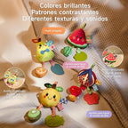 TUMAMA Hanging Toys for Baby Gym, 4 Pack Fruit Crib Stroller Baby Gym Mobile Plush Toys with Teether, Hanging Rattle Toys, Car Seat Toys for Babies 0-6 Months Boy