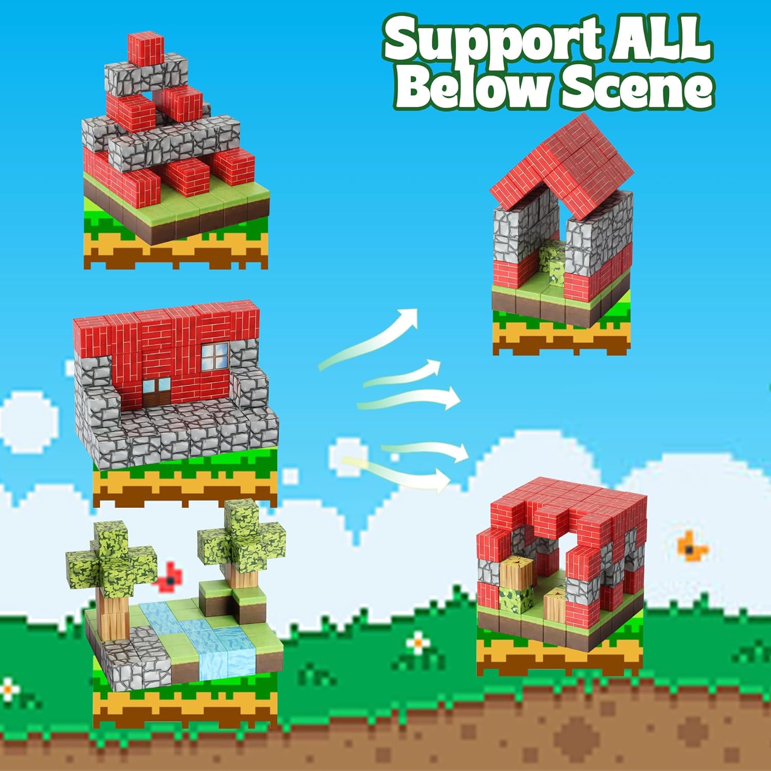 176 PCS Magnetic Blocks for Kids Ages 4-8, STEM Building Toys for 3+ Year Old Boys Girls, Magnetic Tiles Stacking Blocks Educational Preschool Toys Birthday Gifts