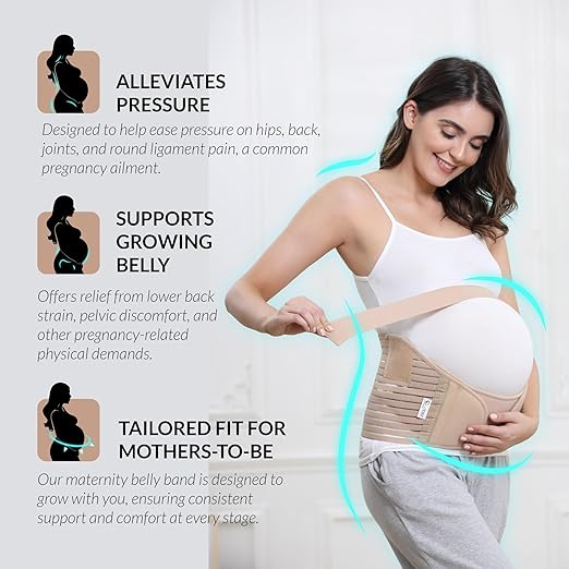 NeoTech Care Pregnancy Support Maternity Belt, Waist/Back/Abdomen Band, Belly Brace (Size XL, Beige Color)