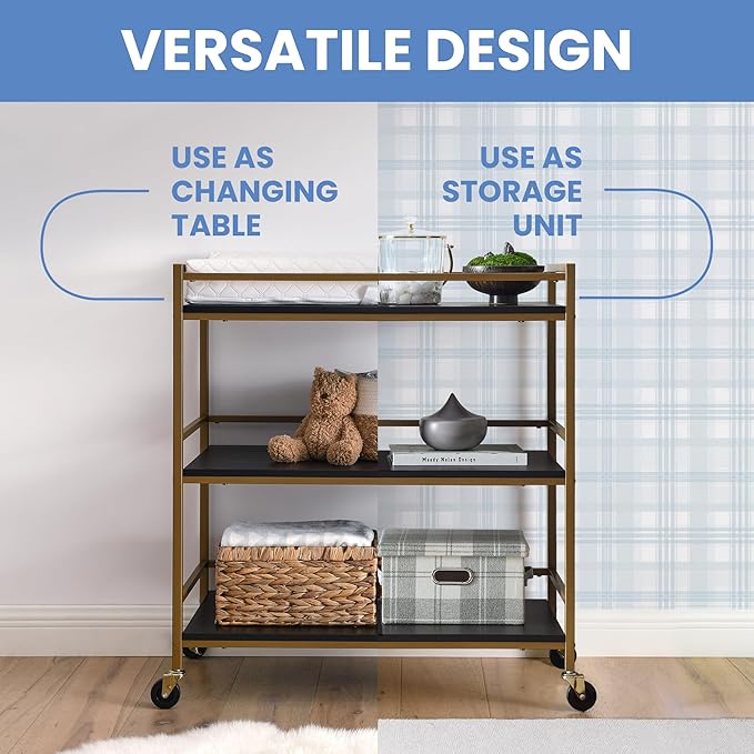 Delta Children Jade Changing Table/Cart, Ebony Melamine/Bronze