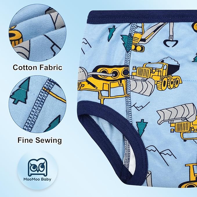 MooMoo Baby Potty Training Underwear 10 Packs Absorbent Toddler Training Pants for Boys and Girls Cotton Pee Pants 2T-9T
