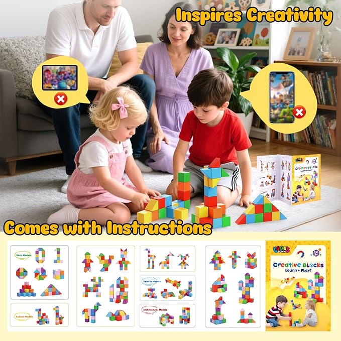 LovesTown 28 PCS Magnetic Blocks for Kids, Magnegtic Building Cubes for Toddler Preschool Montessori Educational STEM Toys for Boys Girls Ages 3 4 5 6 7 8