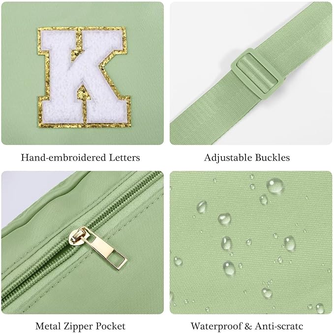 YOOLIFE Birthday Gifts for Women - 30th 40th 50th 60th 70th Birthday Gifts for Mom Daughter Her Friend Sister Girlfriend, Personalized Gifts Christmas Gifts, Initial Belt Bag Crossbody Bags, Green S