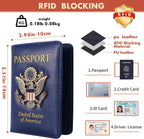 2 pieces Passport Holder and Card Slot Combo RFID Blocking Leather Family Travel Passport Wallet Travel Accessories for Men Women (Blue and black)