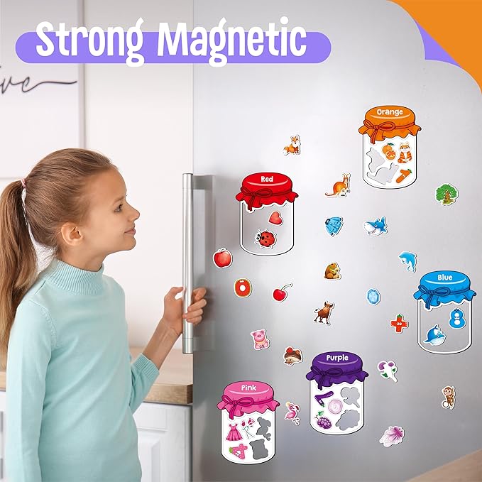 12 Pieces Magnetic Color Sorting Toys, 60 Color, Number & Math Symbol Magnets Early Educational Sorting Set for Refrigerator Whiteboard Baby Toddlers Kids