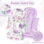 Infant Car Seat Insert, Soft Baby Car Seat Head & Body Support for Girl Boy, Reversible Newborn Preemie Carseat Insert Cushion with 3 Straps Pads Fits CarSeat, Stroller, Swing, Bouncer, Purple Floral