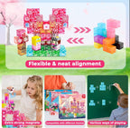 Magnetic Blocks - 100PCS Magnetic Building Block Cubes, Magnet Blocks Transparent Castle Princess Toy Building Sets for Kids, STEM Stacking Magnets Toys, Easter Birthday Gift for Boys Girls Age 4-8