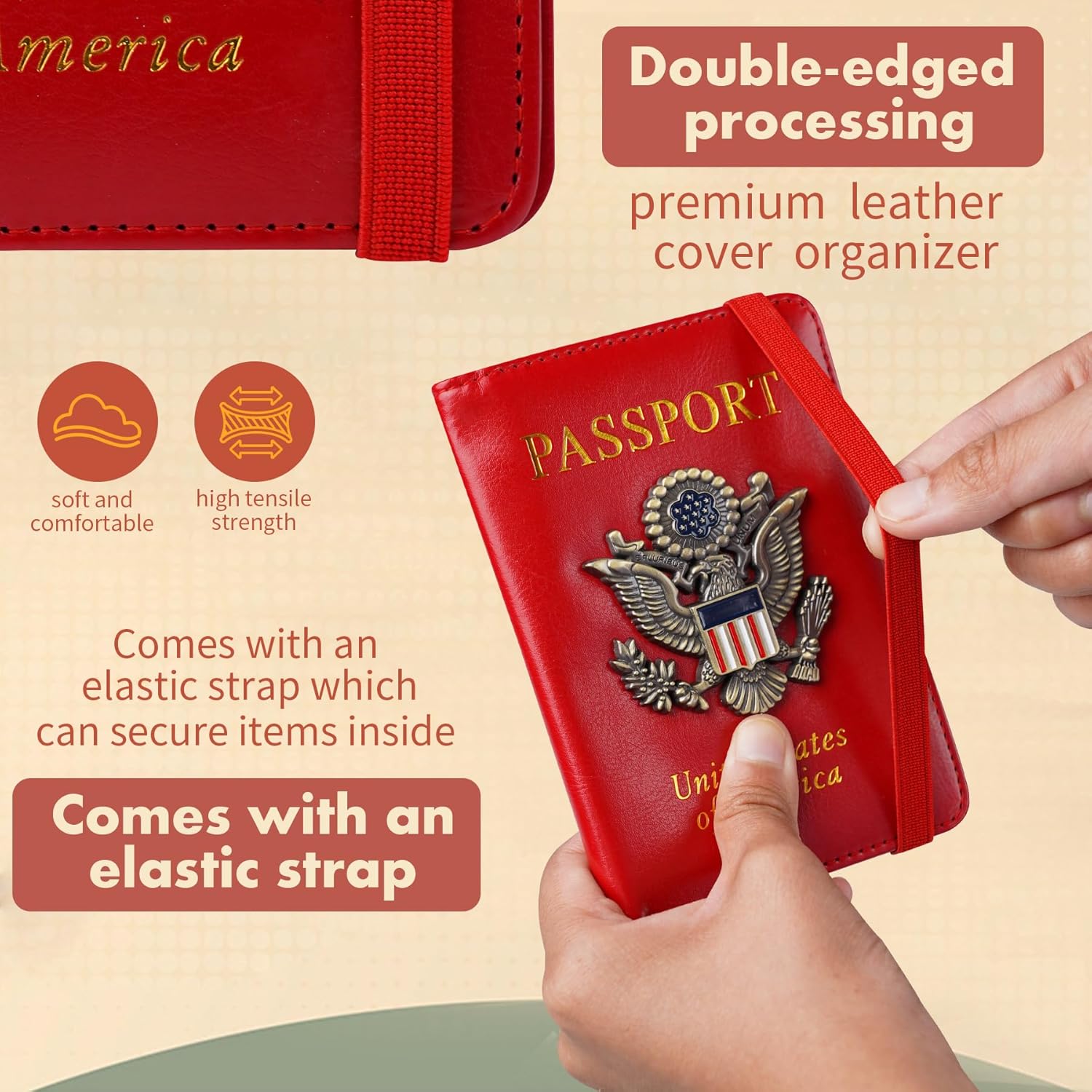 Passport Holder Cover Travel Wallet RFID Blocking Wallets Family Passport Organization Personalized Wallet Case for Men and Women Travel Must Haves (Red)