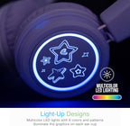 MEE audio KidJamz KJ55BT Bluetooth Wireless Safe Listening Headphones for Children w/LED Lights, 85dB Volume Limiter, Microphone, & 40h Battery; Kids Headset for School/iPhone/iPad/Tablet (Lavender)