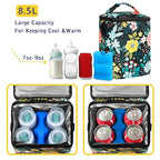 Breastmilk Cooler Bag with Ice Pack Fits Up to 9oz Bottles - Insulated Baby Bottle Cooler with Strap - Nursing Mom & Daycare Travel