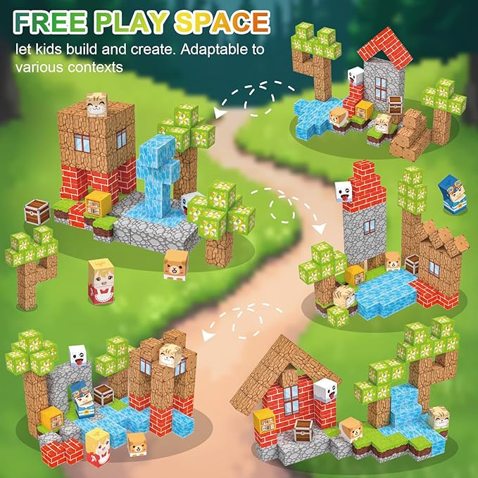 Magnetic Blocks 100 PCS Magnetic Building Blocks, 3+ STEM Montessori Sensory Toys, Magnetic Cube for for 3 4 5 6 7 8 9 10 11 12 8-12 Years Old Boys & Girls Birthday Gifts