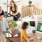 Momcozy 8000mAh Portable Stroller Fan, 27H Ultra-long Life Detachable 4 Speed 360°Rotate LED Night Light with 2 Modes, USB Rechargeable Handheld Cooling Fan for Travel/Bedroom/Car Seat