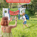 KORIMEFA 10 in 1 Toddler Slide Set, Kids Slide for Toddlers, Outdoor Indoor Playground for Toddlers 1-3, Toddler PlaySet with Basketball Hoop and Ball Golf Set, Climbing Arch(Red & Blue)