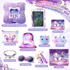 Unicorns Gifts for Girls Kids Toys 3 4 5 6 7 8 9 10 Years Old with LCD Writing Tablet/Glowing Blanket/Unicorn Bracelet/Eye Mask/Crossbody Bag/ 12PCS Purple Teen Girl Birthday Christmas Unicorn Toy