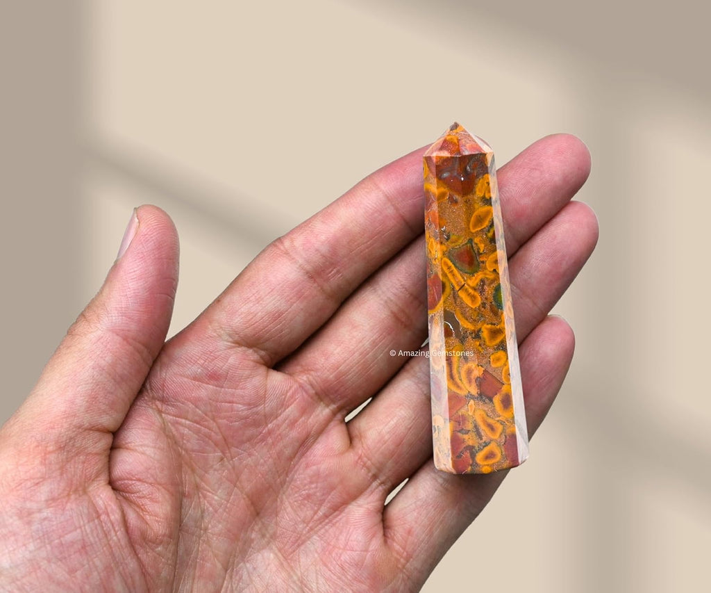 Amazing Gemstone Fruit Jasper Crystal Towers - Natural Healing Crystal Point Obelisk for Reiki Healing and Crystal Grid (2 Inch to 3 Inch)