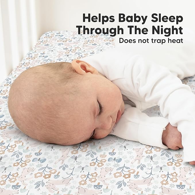 KeaBabies 2-Pack Organic Crib Sheets for Boys, Girls - 52x28 Fitted Crib Mattress Sheet Neutral, Breathable Jersey Cotton Cover for Baby Bed, Toddler Mattress, Soft & Cute Prints (Prairie)