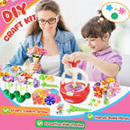 Einailvk Fabric Flower Bouquets Toys, DIY Flower Making Kit for Kids 3 4 5 6 7 8 9 10 11 12 Year Old Girl Birthday Christmas Gift, Art and Crafts Kit Toys for Girls 4-6 6-8 8-12 Year Old (RED)