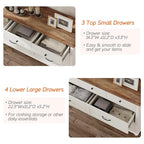 WAMPAT Kids Dresser with 7 Drawers for Bedroom, White Baby Dresser for Nursery & Kids Room, Mid Century Modern Chests & Dressers, Distressed Wide Dressers Organizer for Children’s Bedroom, 54 Inch