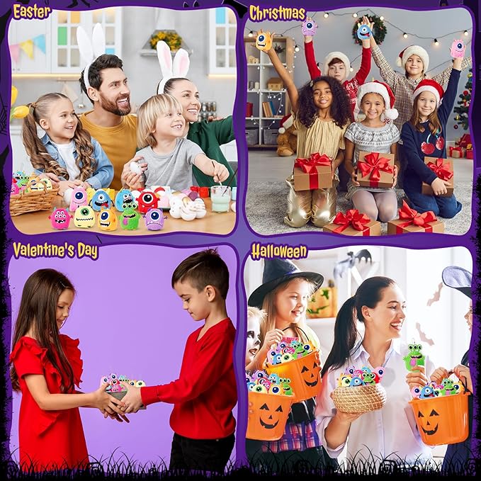 Libima 9 Pcs Mini Stuffed Animals Keychains 3.15 Inch Small Plush Cute Ornaments Bulk Toys for Baby Shower Birthday Party Decors Gift Bags Fillers Halloween Christmas Basket Stuffers(Fluffy Monsters)