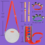 Wooden Kids Drum Set for Toddlers - Baby Musical Toy w/Wrist Bells, Drum Sticks & Fun Drum Instrument for Boys & Girls - Educational Christmas Birthday Gift.