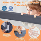HONEY JOY Bed Rail for Toddlers, Extra Long, Foldable Portable Swing Down Safety Bed Guard Rail, Toddler Bed Rails for Crib, King Queen Full Twin Size Bed Mattress (Gray, 2 Pack, 47 Inch)