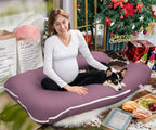 Meiz Pregnancy Pillow,Cooling Silky Pregnancy Pillows for Sleeping,Full Body Maternity Pillow for Pregnant Woman with Cooling Silky Jersey Cover,Dark Purple