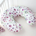 GFU Nursing Pillow Cover for Boys and Girls, Breastfeeding Pillow Case for Newborn, Soft Baby Breastfeeding Pillow Slipcover Colourful Purple Flowers, Stretchy Feeding Cover (Cover Only)