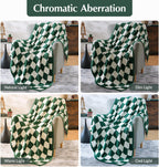 WRENSONGE Checkered Throw Blanket, Avocado Green Soft Cozy Fluffy Warm Hand Made Throw Blankets for Couch, Sofa, Chair, Bed, Camping, Picnic, Travel Lightweight Bed Blanket - 60"*80"