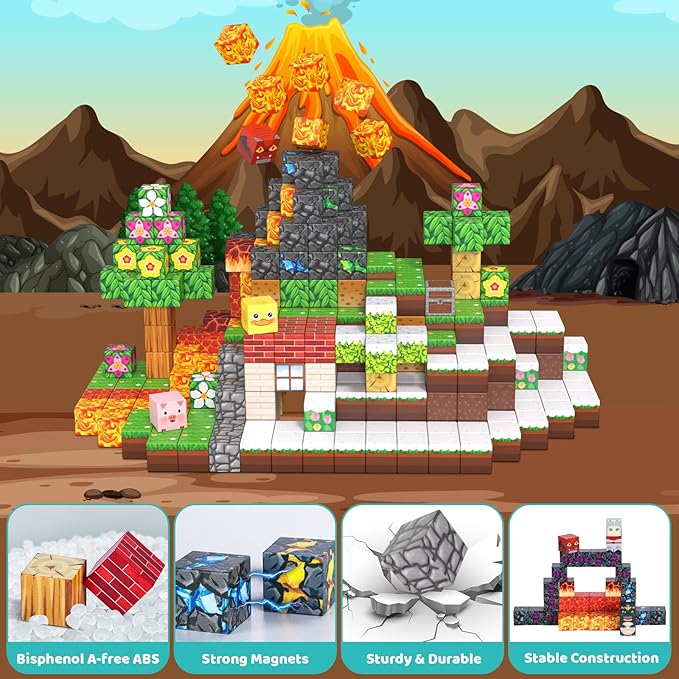 200PCS Magnetic Building Blocks, Magnet Toys Magnetic Cubes, Magnetic Blocks for Kids Ages 4-8, Stacking Magnet Blocks STEM Building Toys for Toddlers Boys Girls Ages 3 4 5 6 7 8-12 Gifts