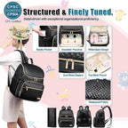 Weitars Diaper Bag Backpack Leather Baby Diaper Bag with Changing Pad Travel Diaper Backpack,Baby Bag for Mom,Stroller Straps,5 Insulated Pockets (Black Leather)