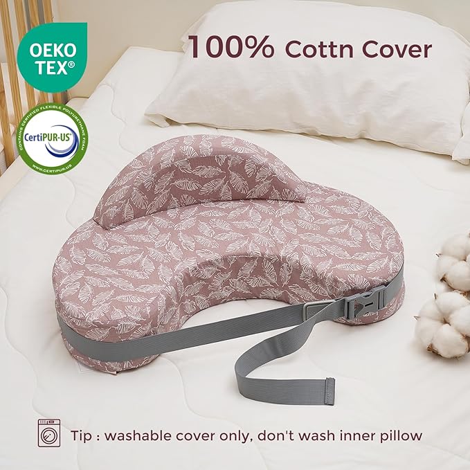 Momcozy Innovative Safety Guard Nursing Pillow - Firm & Springy Memory Foam - Stable, Ergonomic Support & Comfort - Wider Breastfeeding Cushion, Adjustable, Removable Cover, Baby Safety Certified
