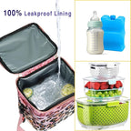Breastmilk Cooler Bag with Ice Pack Fits 4 Bottles Up to 9 Ounce - Insulated Baby Bottle Cooler on The Go with Strap for Nursing Mom, Daycare or Travel