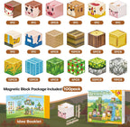 Magnetic Blocks, Magnetic Building Blocks 100pcs Gryxpox-STEM Toys for Kids Ages 3+, Magnet Tiles with Forest Animals Blocks Set, Educational Sensory Toys for Toddlers, Boys & Girls–Creative Game Gift