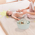 Diaper Caddy Organizer Cotton Rope Baby Basket Nursery Storage and Portable Tote Bag for Car Ideal Baby Shower Gifts and Registry Must-Have for Newborn Essentials Large light green