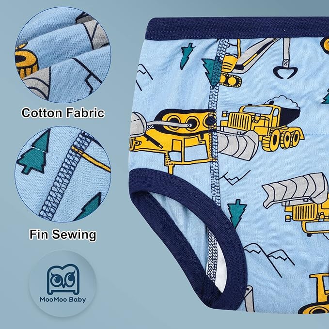 MooMoo Baby Potty Training Underwear 10 Packs Absorbent Toddler Training Pants for Boys and Girls Cotton Pee Pants 2T-9T
