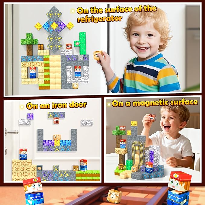 150 PCS Magnetic Blocks: Magnet Building Toys for Kids Ages 4-8, STEM Sensory Building Cubes for Toddlers, Build Mine Magnet World Set for 3-12 Boy Girl Years Old Birthday