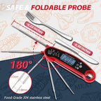 Meat Thermometer Digital, ULTRAKTE Instant Read Food Thermometer with Backlight & Calibration, Waterproof Ultra-Fast Cooking Thermometer with Foldable Probe for Kitchen, Grill, Deep Fry, BBQ, Candy