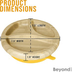 Abiie Octopod Bamboo Dish - Kids Plates for 4 months and up, 3-Compartment Baby Plates with Suction, Round Bamboo Baby Plate, Mess-Free Toddler Suction Plates, Baby Feeding Supplies, 7.5 x 7.5 x 1.9in