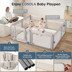 Baby Playpen,Large Play Pen for Babies and Toddlers with Door 79x71 Inch, Adjustable Playpen Non-Slip Suction Cups Base Safe and Sturdy, Indoor Outdoor Playard,Black