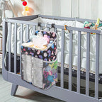Accmor Hanging Baby Diaper Caddy Organizer, Diaper Stacker, Baby Crib Hanging Classified Storage Bag Organizer for Changing Table, Crib, Playard or Wall & Nursery Organization, Black