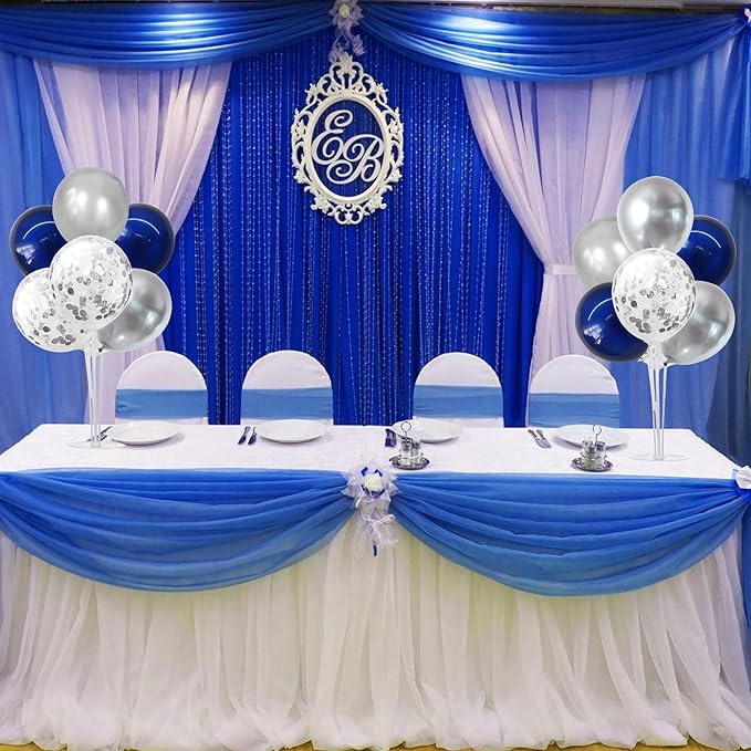 TONIFUL 4 Set Navy Blue Silver Balloon Centerpieces for Table,Balloon Stand Kit for Graduation Decoration 2025,Retirement Party Decorations,Men’s Birthday Decorations,Father's Day