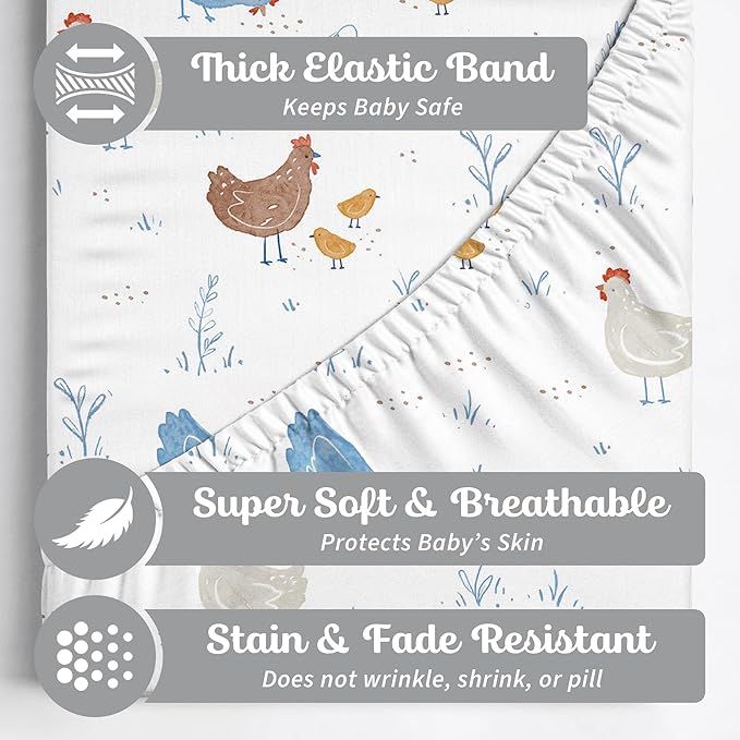 Baby Changing Pad Cover 2-Pack for Boys, Girls (Farm Animals) - Premium Fitted Sheets Baby Diaper Changing Table Cover - Buttery Soft Cotton Blend