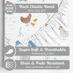 Crib Sheets Neutral - Fitted Baby Crib Sheets Bed for Girl Boy - 2 Pack Standard & Toddler Mattress (Farm Animals) - Buttery Soft Organic Cotton Blend