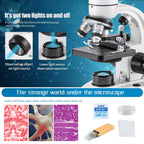 Compound Binocular Microscope, WF10x and WF25x Eyepieces,40X-2000X Magnification, LED Illumination Two-Layer Mechanical Stage…