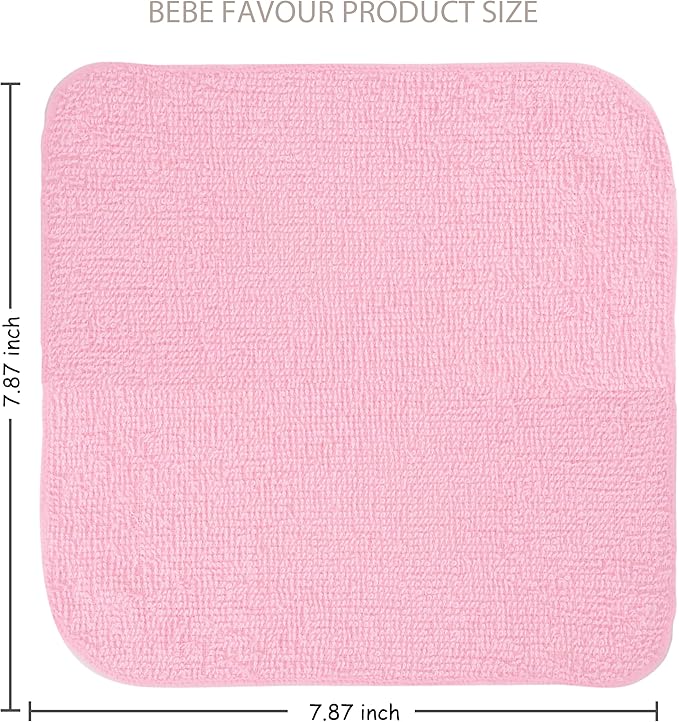 12 Pack Baby Washcloths 100% Cotton - Small Terry Wash Cloths 8" x 8" Soft Face Washcloth for Hand Body Sensitive Skin Thin Absorbent Wipes for Newborns Infant