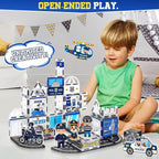 60PCS Police Station Magnetic Tiles Set with 6 Magnetic Dolls,Magnet Tiles Building Blocks for kids,Toy for Boys 3-5 4-8-12 Gifts,STEM City Police Toys Include Policeman,Puppy,Criminal,Vehicles,Prison
